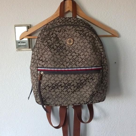 Tommy Hilfiger Handbags - Tommy Hilfiger TH Graphic Brown Beige Backpack Purse